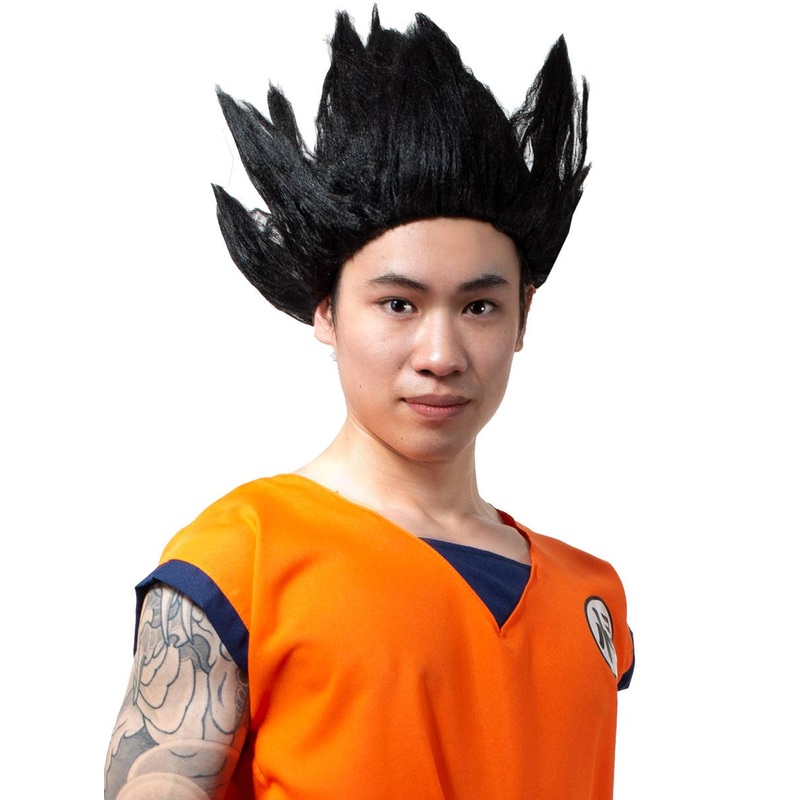 Dragon Ball Z Mens Black Anime Character Cosplay Wig