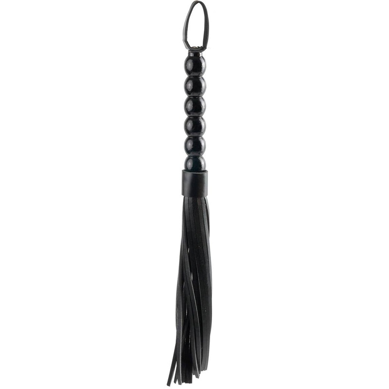 Beaded Black Leather Look Catwoman Costume Whip