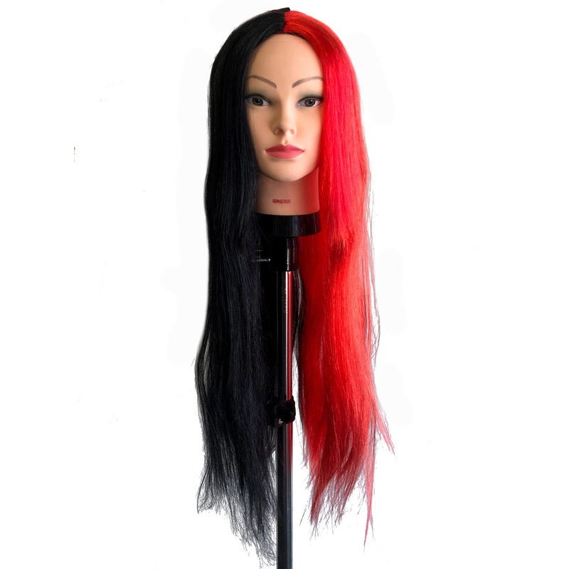 Extra Long Half Black and Red Women’s Costume Wig