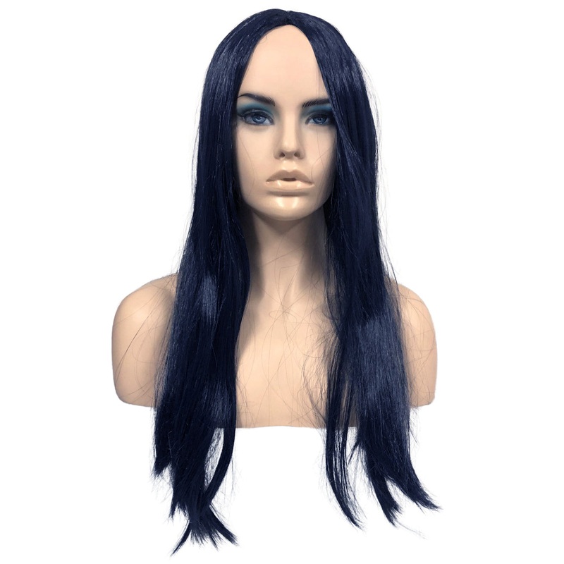 Extra Long Midnight Blue Womens Straight Costume Wig
