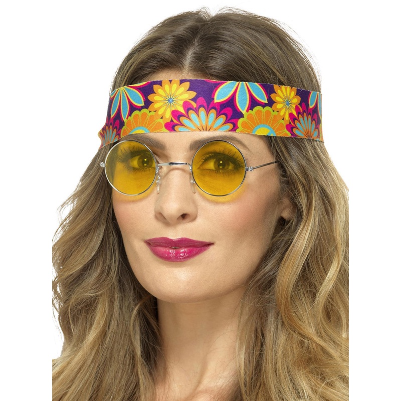 Yellow Lens Womens 1970s Hippie Costume Glasses