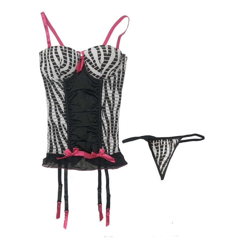 Sexy Zebra Burn Out Print Bustier Set Womens – Size Medium