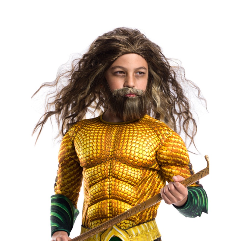 Aquaman Superhero Boys Wig and Beard Accessory Set