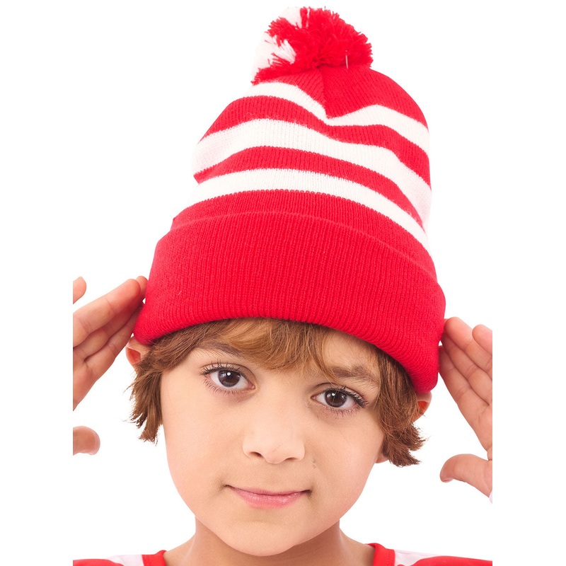 Striped Kids Red And White Costume Beanie