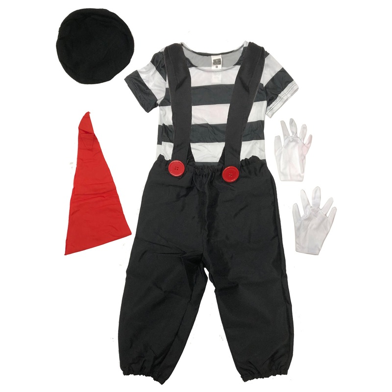Black and White Mime Artist Boys Costume  Size Large