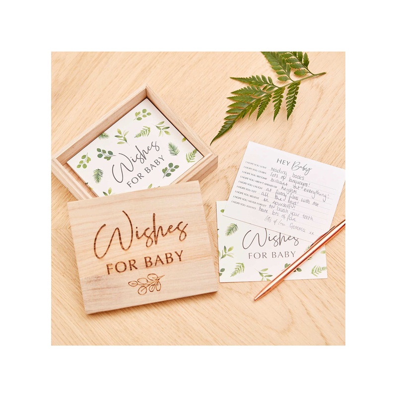 Botanical Baby Wooden Baby Wishes Shower Box and Advice Cards
