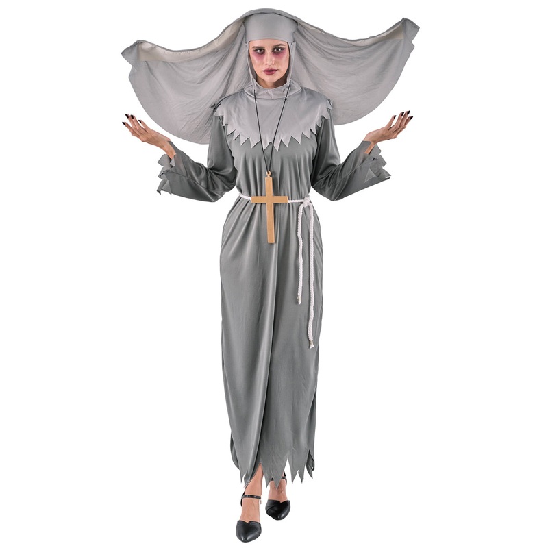 Winged Grey Evil Nun Womens Halloween Costume Medium