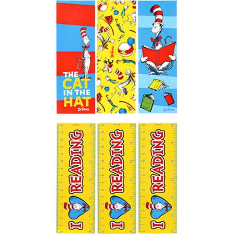 Assorted 12 Pack Dr Seuss Cat in the Hat Ruler Bookmark Party Favours