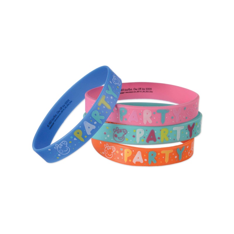Assorted Peppa Pig 4 Pack of Rubber Bracelets Party Favours