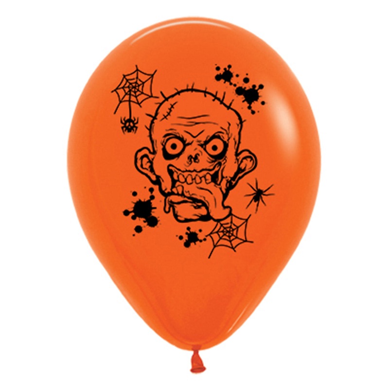 Zombie Print 6 Pack Orange 30cm Latex Balloons