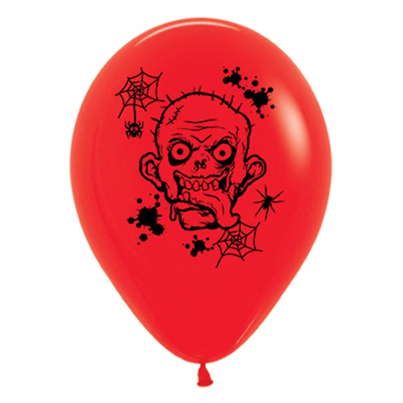 Zombie Print 6 Pack Red 30cm Latex Balloons