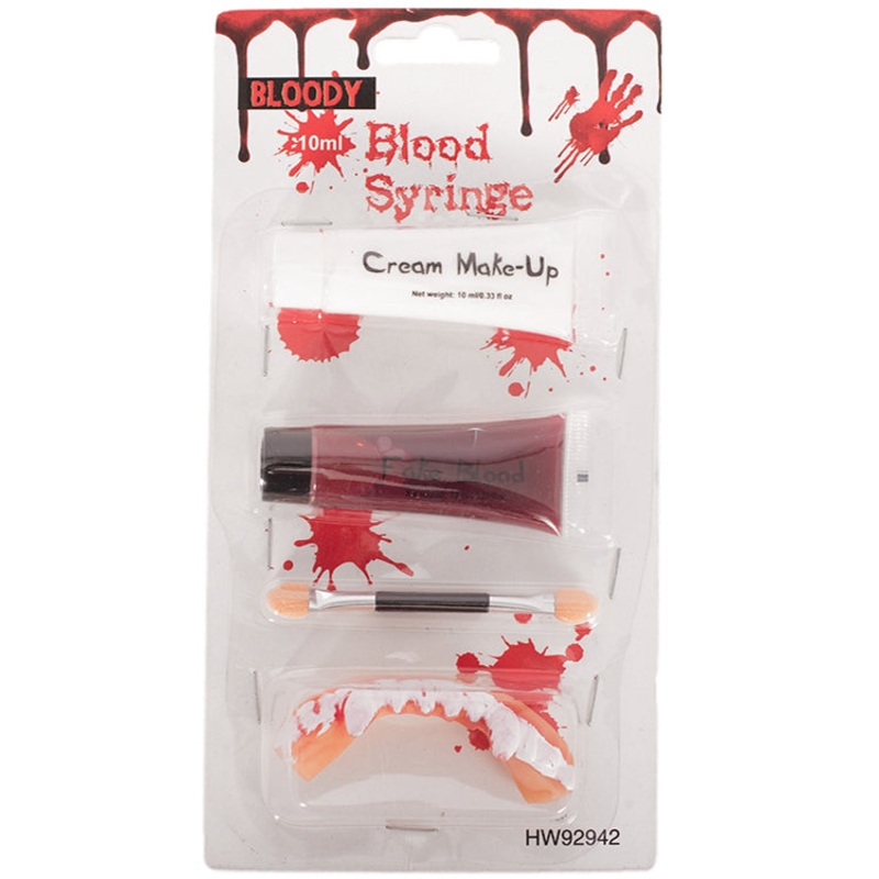 Basic Vampire Blood Teeth And White Makeup Set