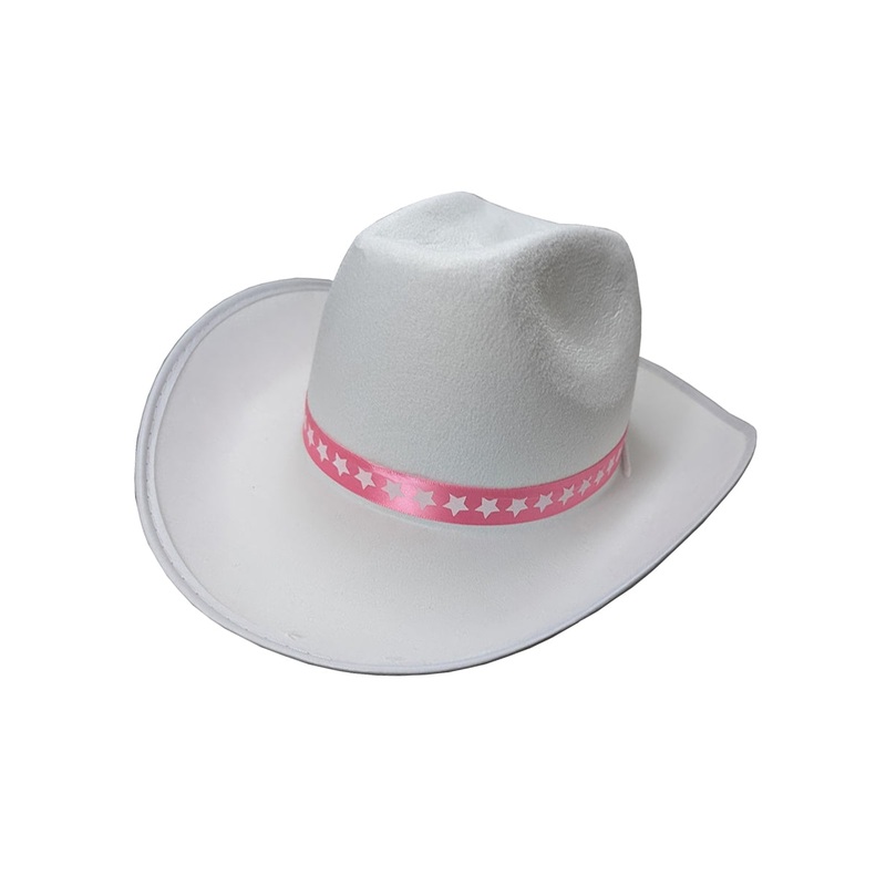 Cowboy White Costume Hat With Pink Star Band