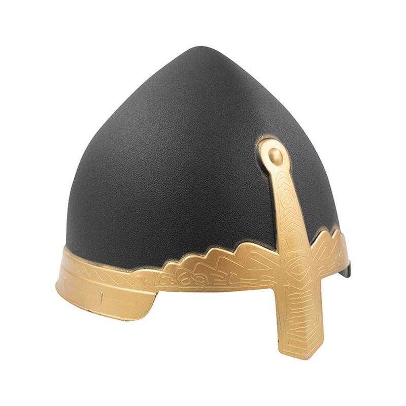 Medieval Knight Black And Gold Costume Helmet