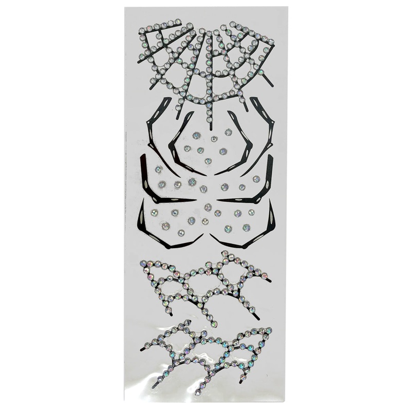 Spider Web Halloween Temporary Face Tattoos And Jewels Set