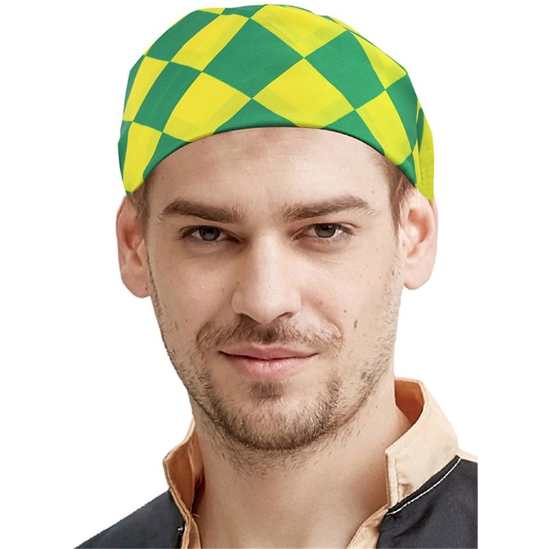 Checkered Green And Gold Costume Bandanna