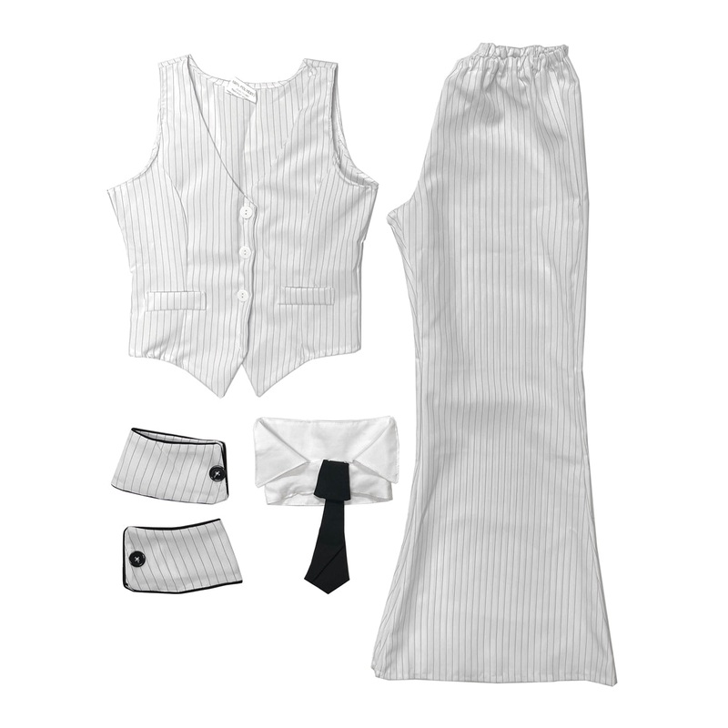 White Pinstripe Mob Boss Womens 1920s Gangster Costume – Size Large