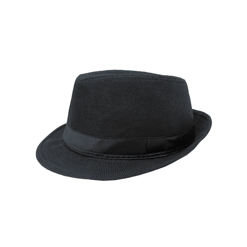 1920s Mens Classic Black Fedora Costume Hat