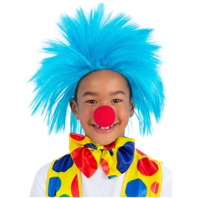 Spiked Blue Kids Clown Costume Wig