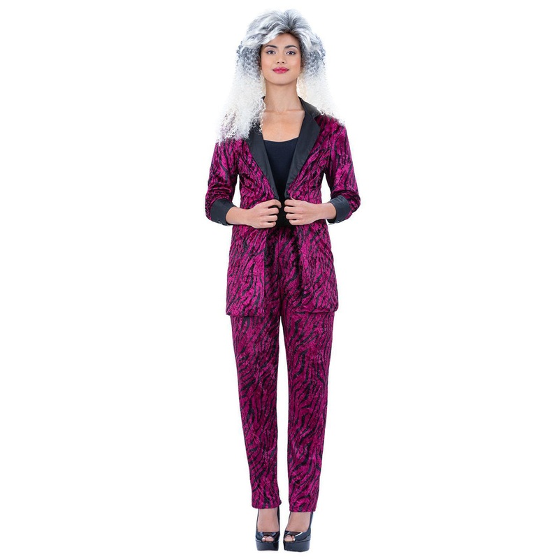 Zebra Print Womens Pink 1980s Plus Size Power Suit Costume Large