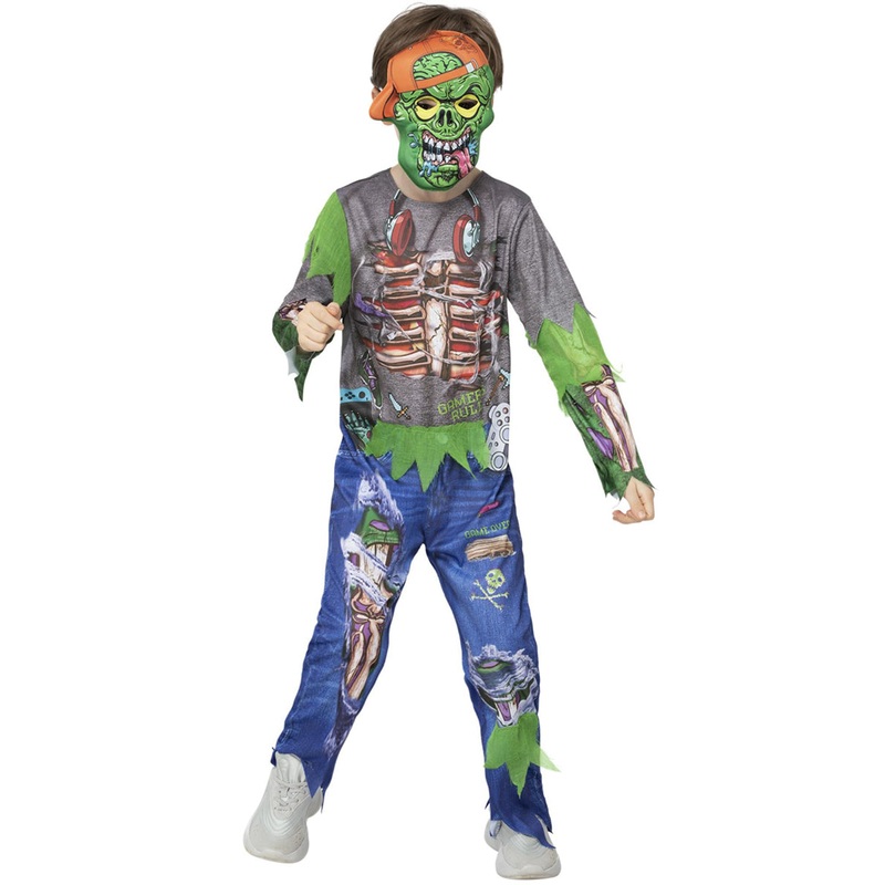 Zombie Gamer Boys Halloween Costume Small