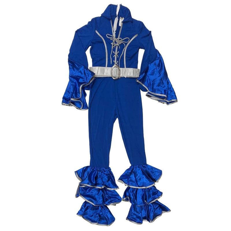 70s Blue Womens ABBA Costume Jumpsuit  Size -Large