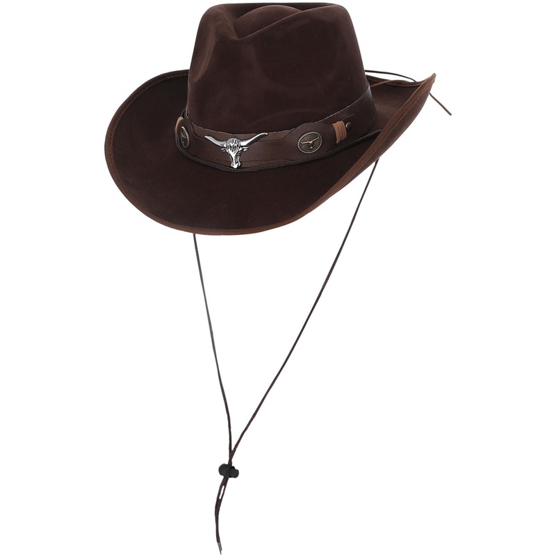 Dark Drown Leather Look Deluxe Brown Cowboy Hat