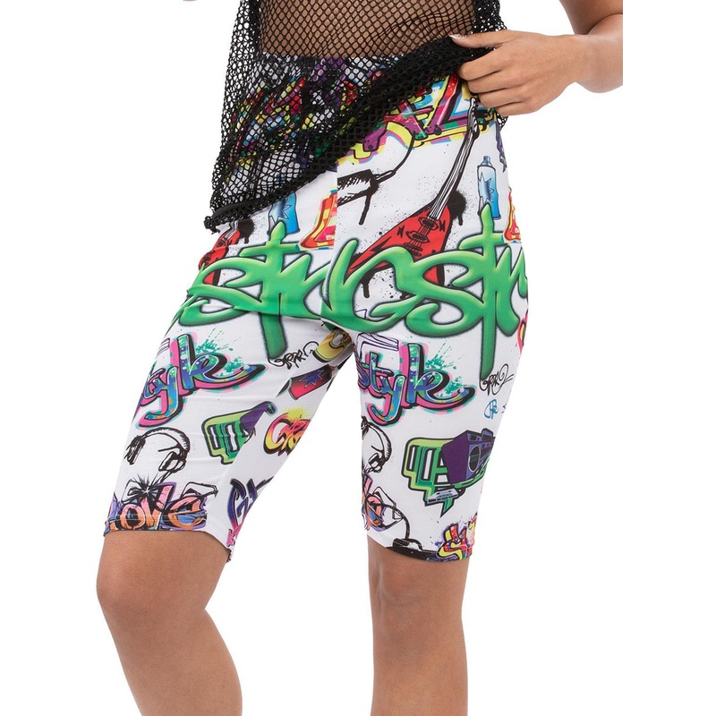 Graffiti Print 90s Adults Costume Bike Shorts S-M