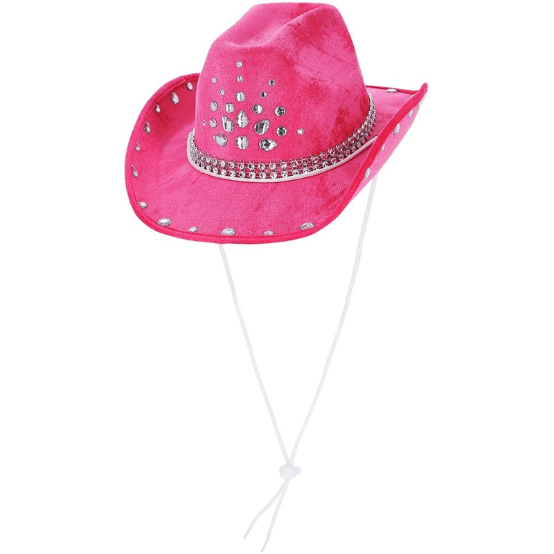 Hot Pink Rhinestoned Cowgirl Costume Hat