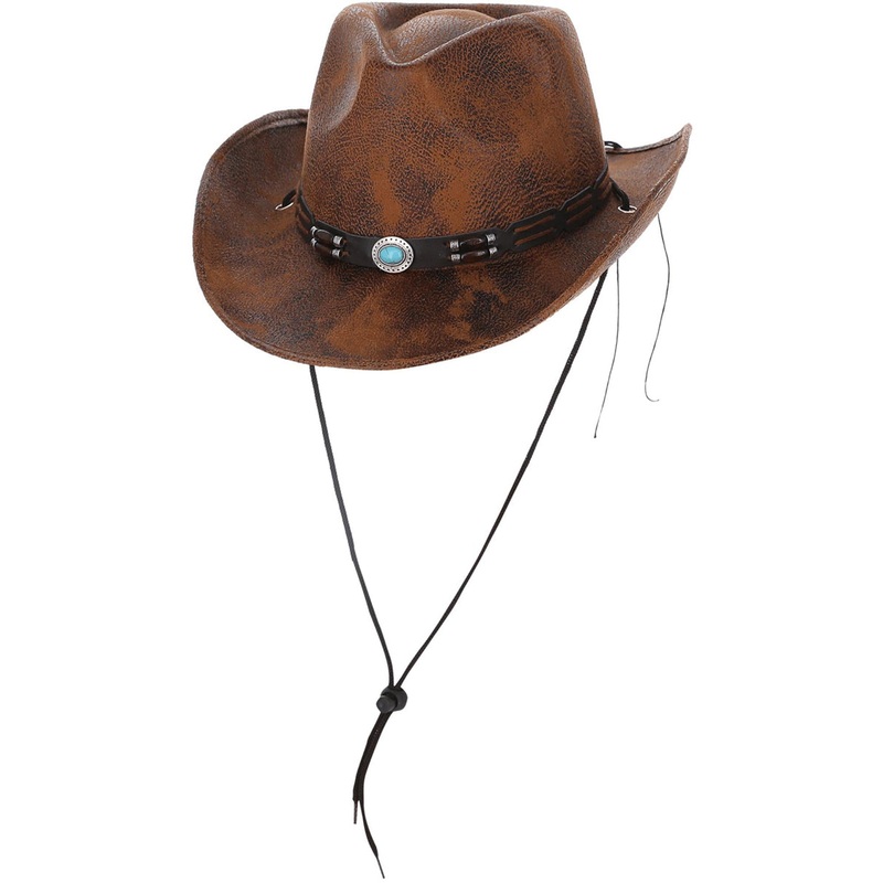 Leather Look Deluxe Brown Western Cowboy Hat