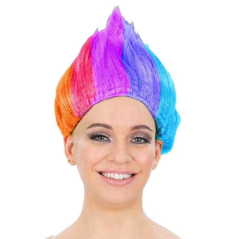 Rainbow Troll Spiked Costume Wig