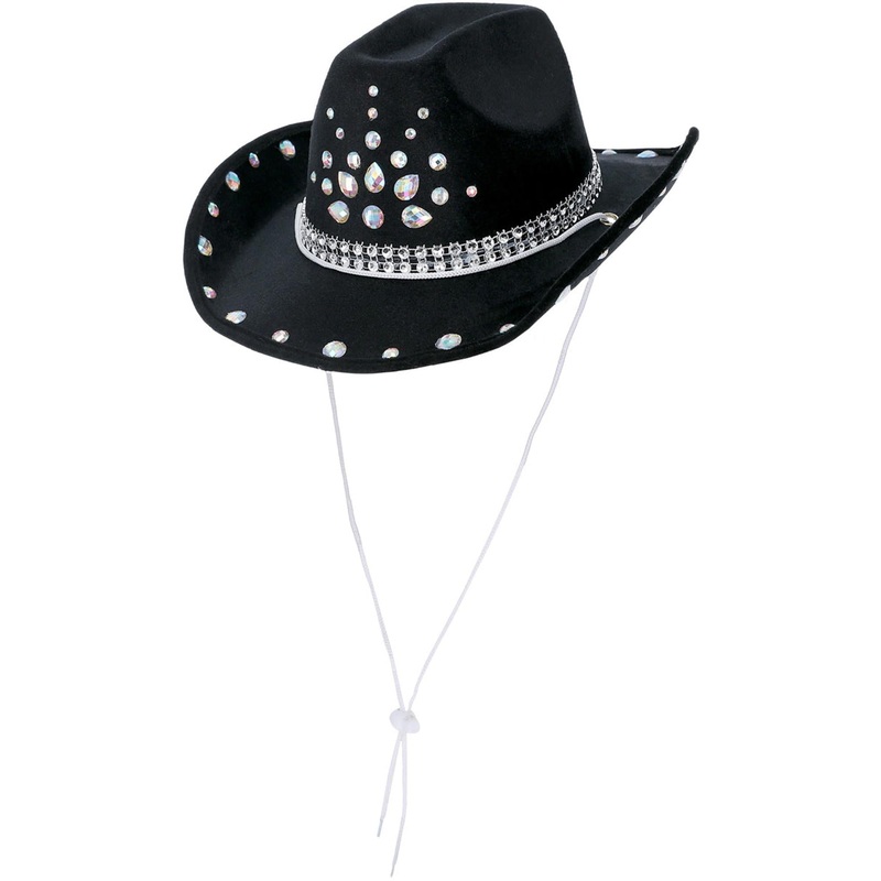 Rhinestone Sparkle Black Cowgirl Costume Hat