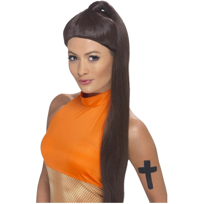90s Sporty Power Womens Brown Costume Wig
