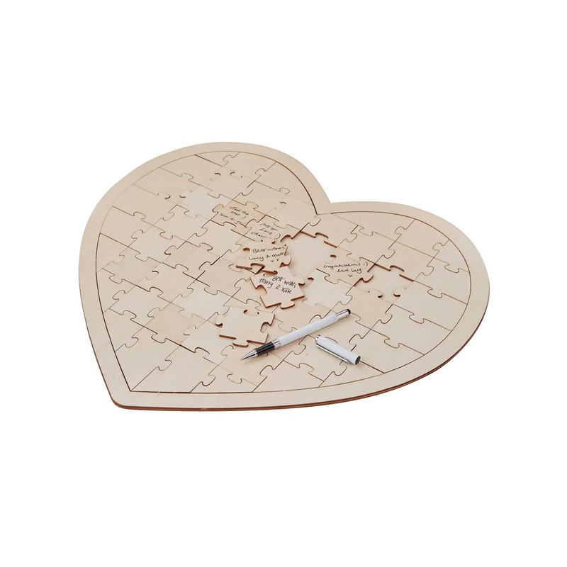 Boho Bride Wooden Guest Book 48 Piece Jigsaw
