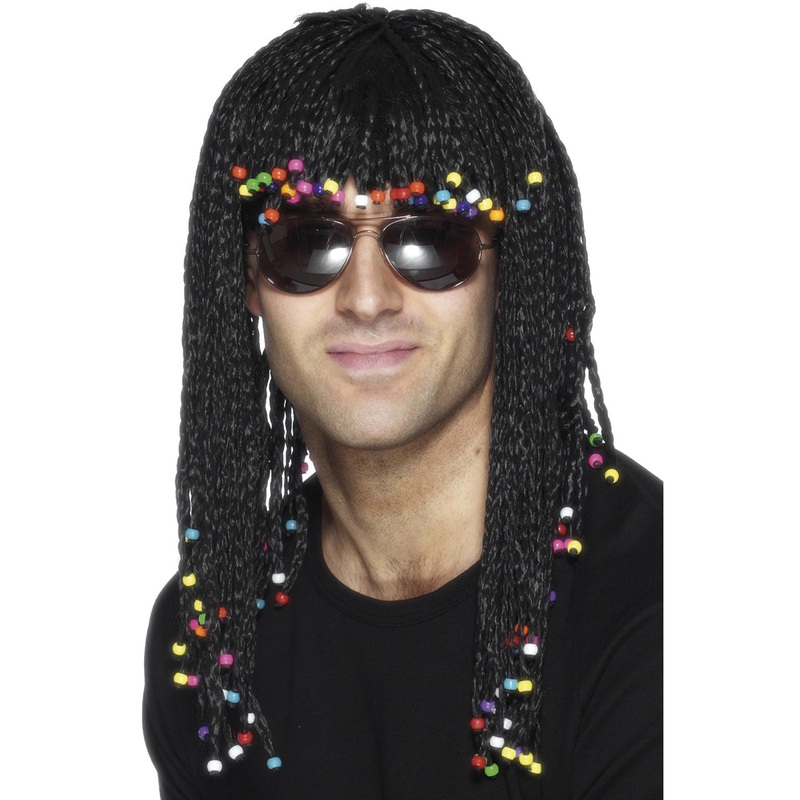 Braids and Beads Mens Black Costume Wig