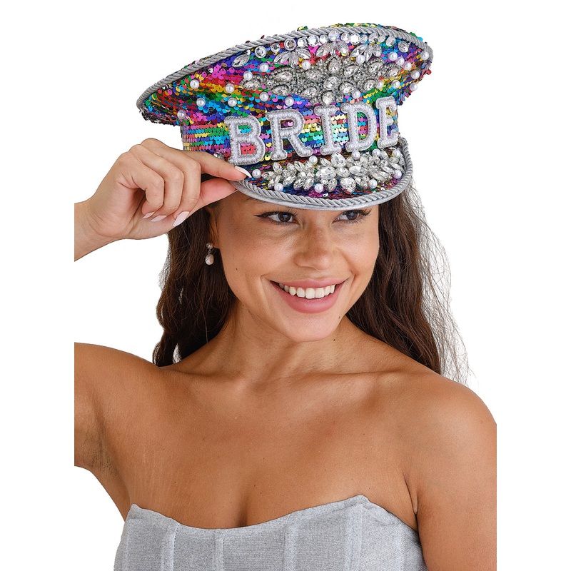 Bride Deluxe Rainbow Embellished Hens Party Hat
