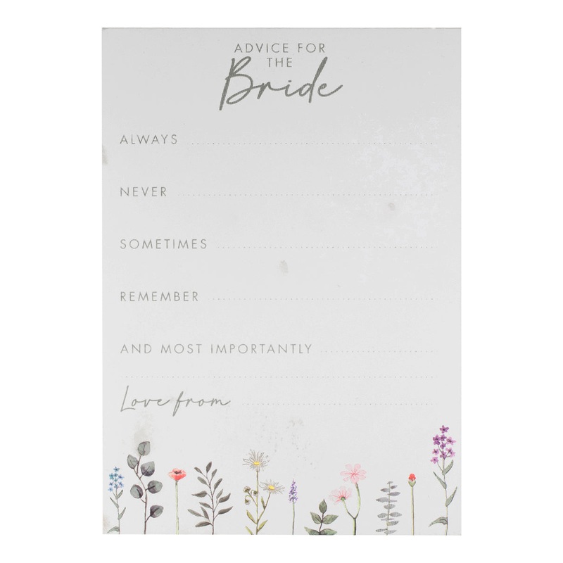 Bride To Be Floral Hens Night Party 10 Pack Advice Cards