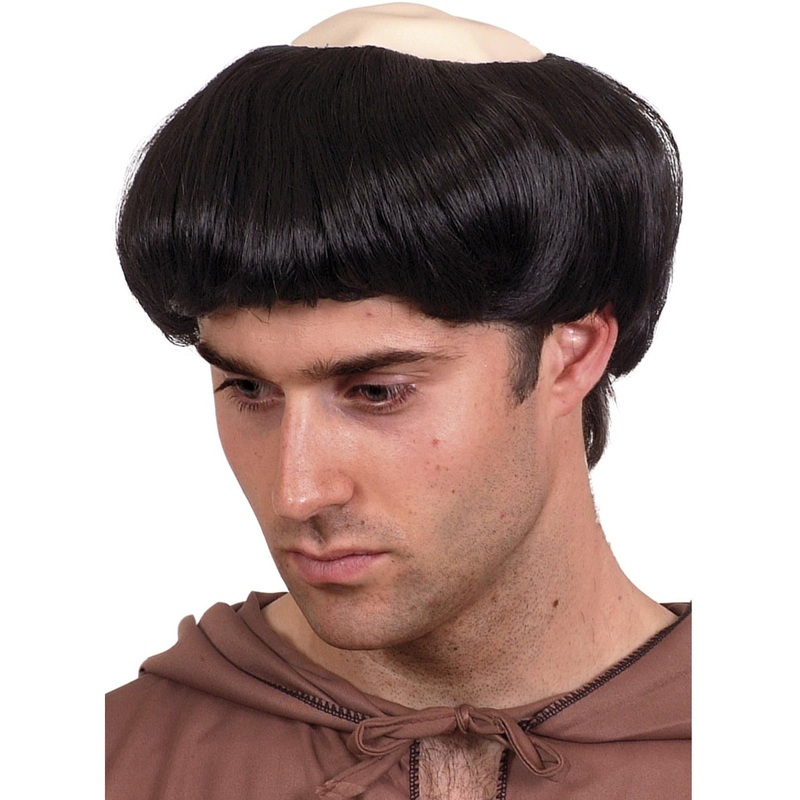 Classic Monk Mens Black Costume Wig