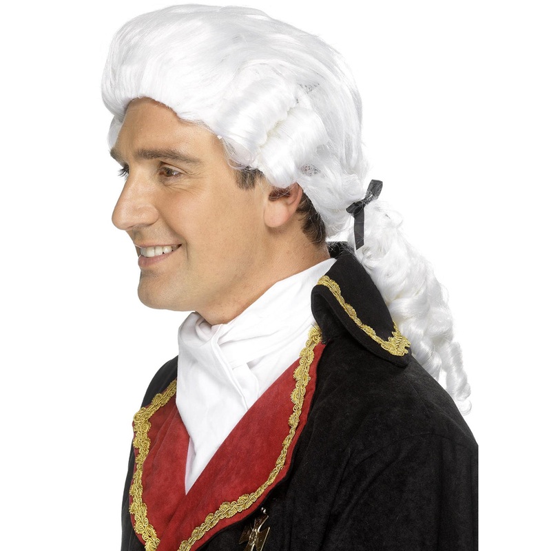 Colonial Mens Curly White Costume Wig