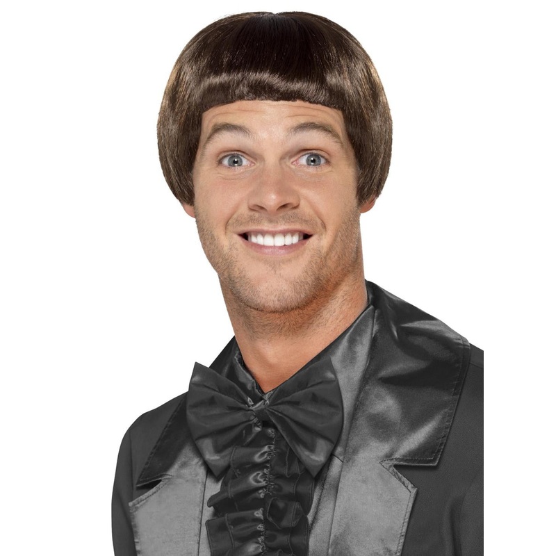 Funny Brown Bowl Cut Mens Costume Wig