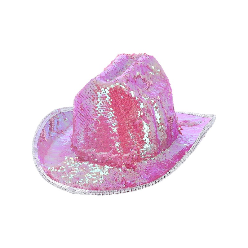 Iridescent Pink Sequined Adults Deluxe Cowboy Hat