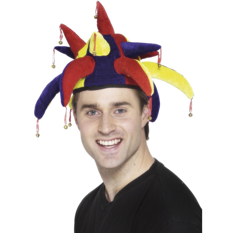 Rainbow Jester Spiked Costume Hat with Bells