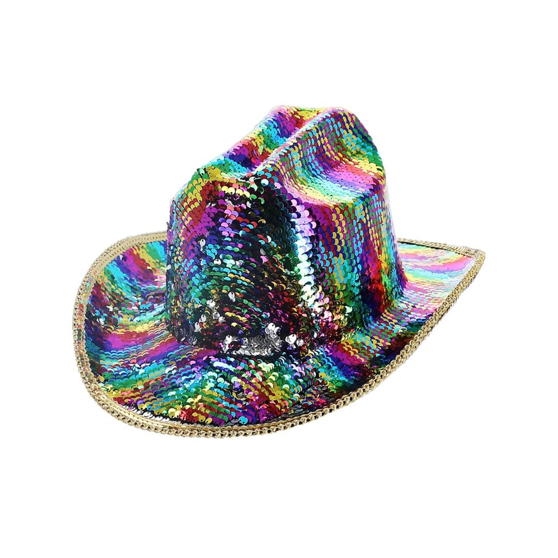 Rainbow Sequined Deluxe Adults Cowboy Costume Hat
