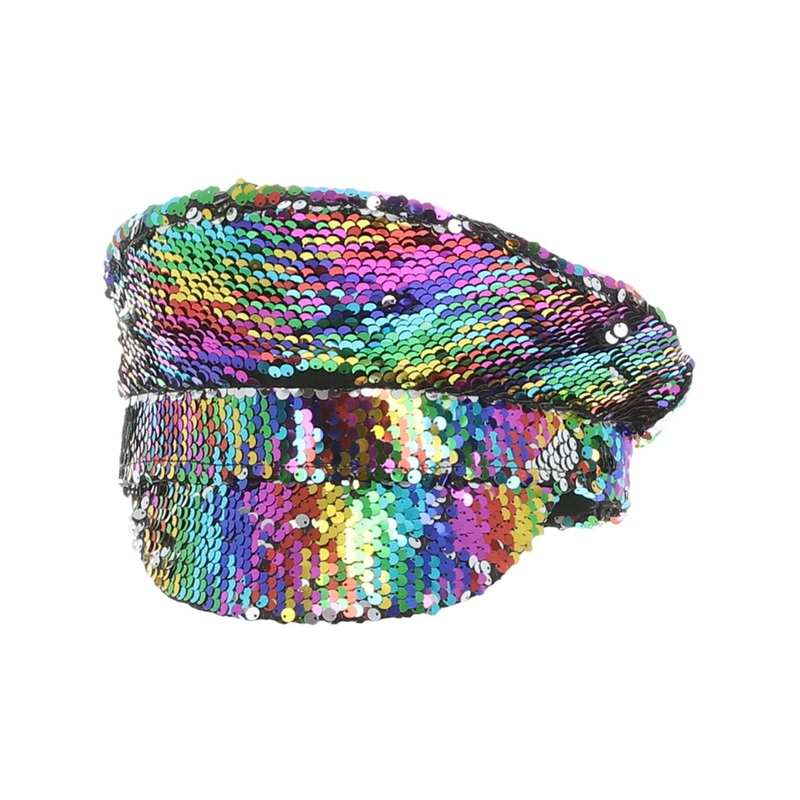 Sequined Rainbow Adults Captains Costume Hat