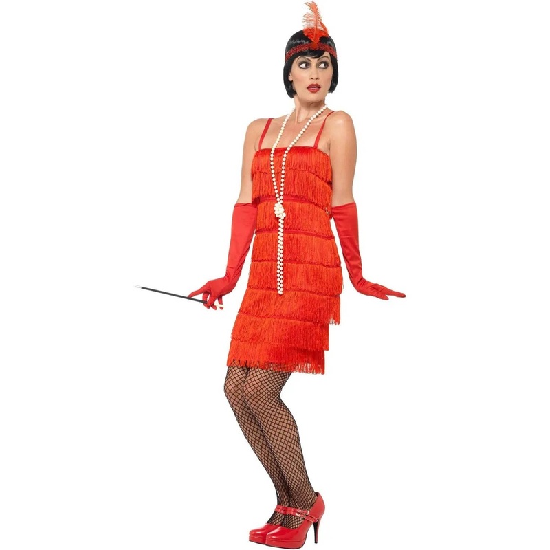 1920s Short Red Womens Plus Size Flapper Costume 1X