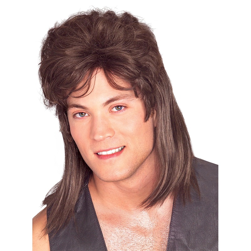 Bogan Mullet Mens Brown 80s Costume Wig