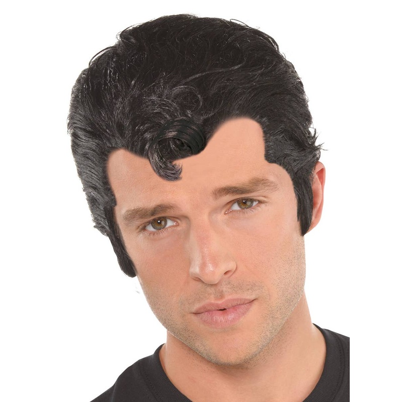 Danny Zuko Mens Black 50s Greaser Costume Wig