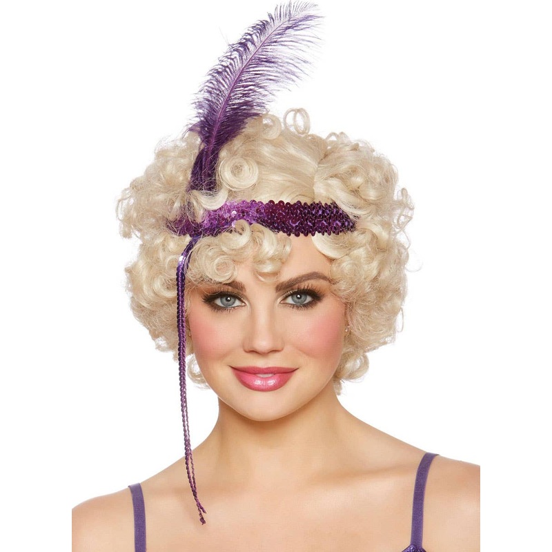 Extra Short Curly Blonde Womens 20s Flapper Costume Wig