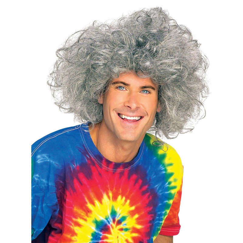 Frizzy Mens Grey Mad Scientist Costume Wig