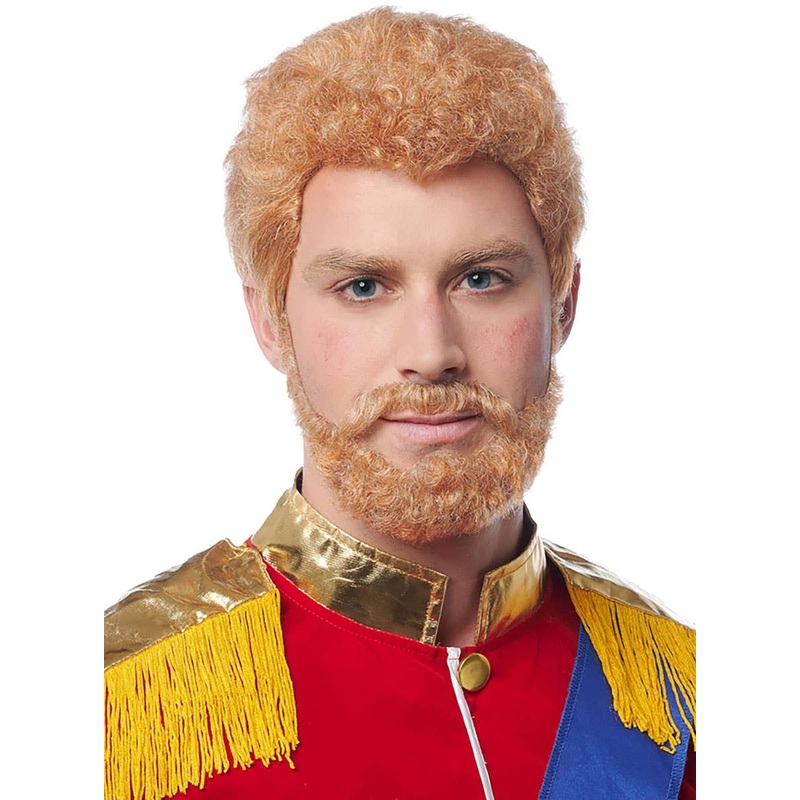 Prince Harry Mens Curly Ginger Costume Wig and Beard